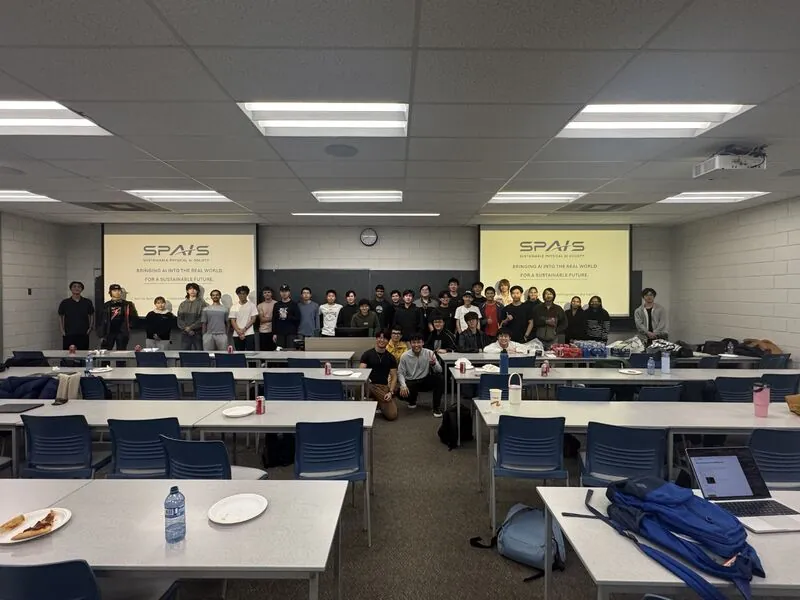 SPAIS members gathered in a classroom for the term orientation.
